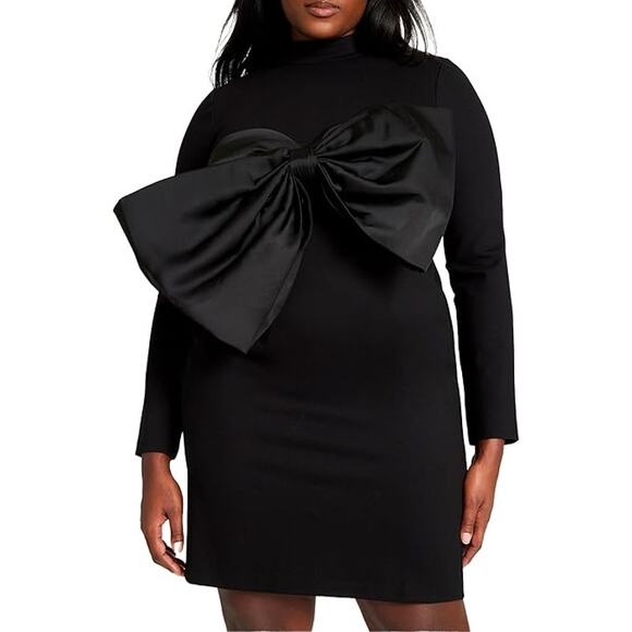 Eloquii Statement Satin Bow Long Sleeve Ponte Dress Women’s Plus Size 16 - Picture 1 of 12